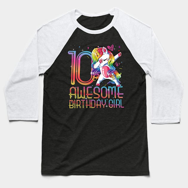 12th Birthday Girl 12 Years Old Awesome Unicorn Dabbing Bday Baseball T-Shirt by The Design Catalyst